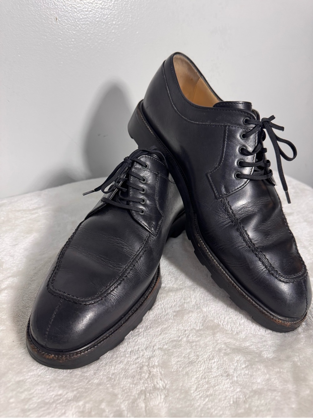 Men's Salvatore Ferragamo Black Leather Lace-Up Dress Shoes
